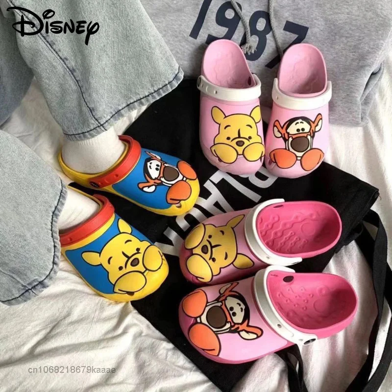 Top Trends: Disney Summer Pooh Bear Slippers Women Soft Bottomed Anti Slip Cartoon Cute Beach Shoe Outside Fashion Design Sandals Flat Shoes Shoppable Styles