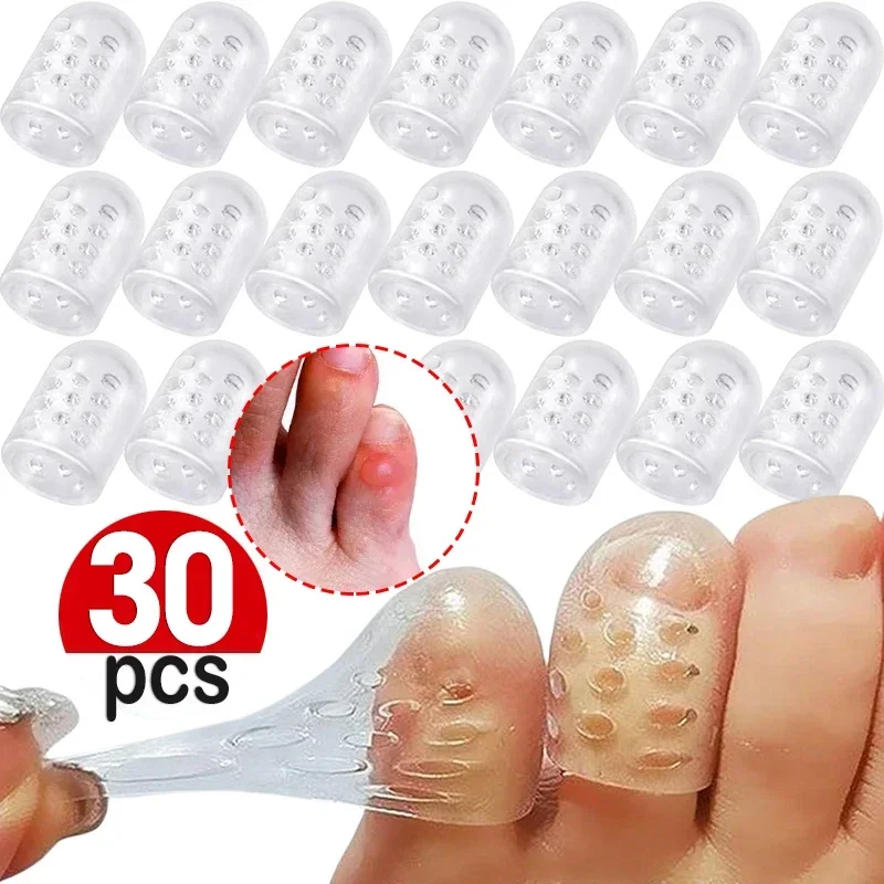 Top Trends: 30pcs Transparent Silicone Toe Caps Anti-Friction Breathable Toe Protector Prevents Blisters Toe Caps Cover Protectors Foot Care Shoppable Styles