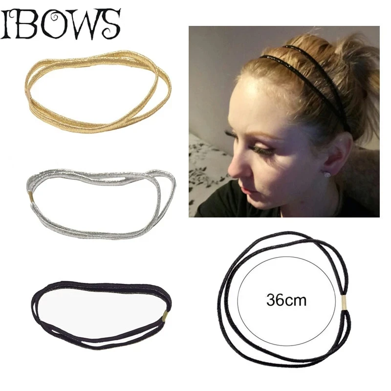 Top Trends: 3Pcs / lot Women Glitter Elastic Headband High Quality Bling Double Hairband For Girls Headband Hair Hoop Hair Accessories Shoppable Styles