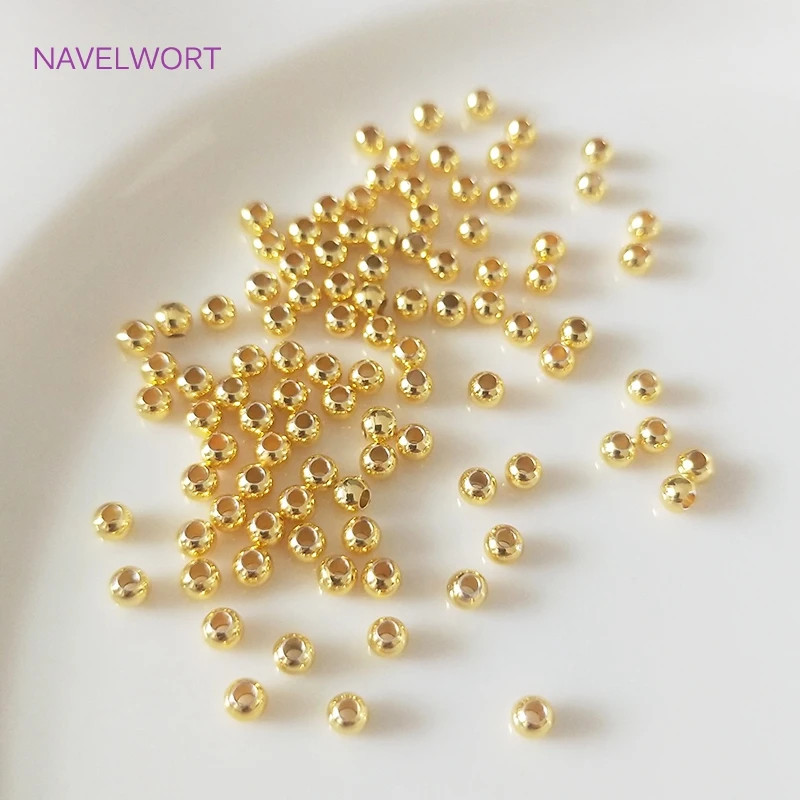 Top Trends: 18K Gold Plated 2mm-6mm Round Spacer Beads For Bracelet Making, Beads Separators, Brass Beads For Jewelry Making, DIY Accessories Shoppable Styles