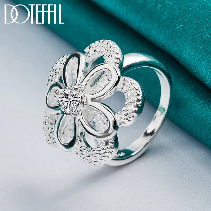 Top Trends: DOTEFFIL 925 Sterling Silver Big Flower AAA Zircon Ring For Women Man Fashion Wedding Engagement Party Charm Jewelry Shoppable Styles - Image 5