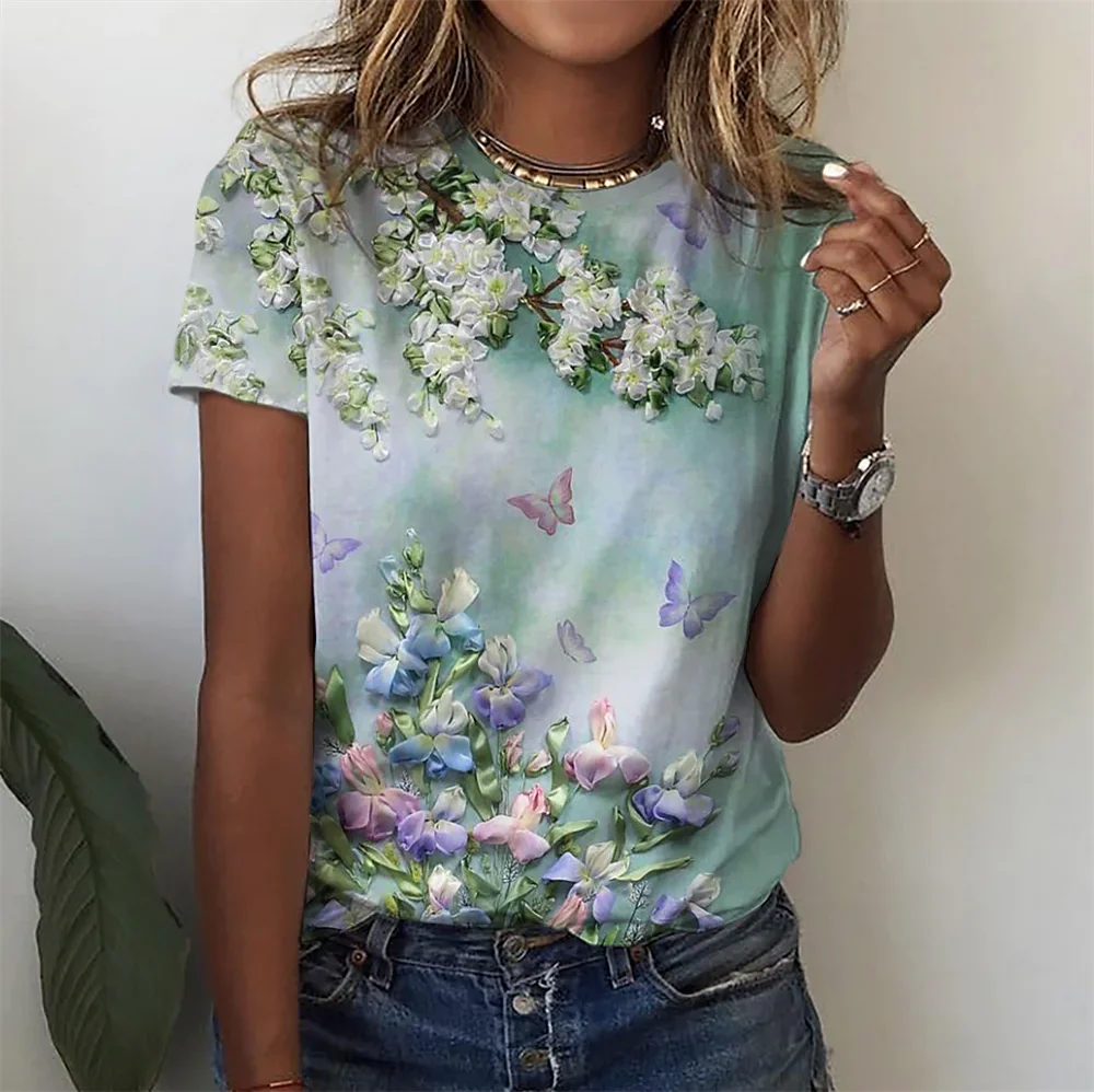 Top Trends: Women&#039;s T-shirt Summer Fashion Short Sleeve Tops 3D Floral Print O-neck Casual T Shirt For Women&#039;s Y2k Clothes Plus Size Tees Shoppable Styles