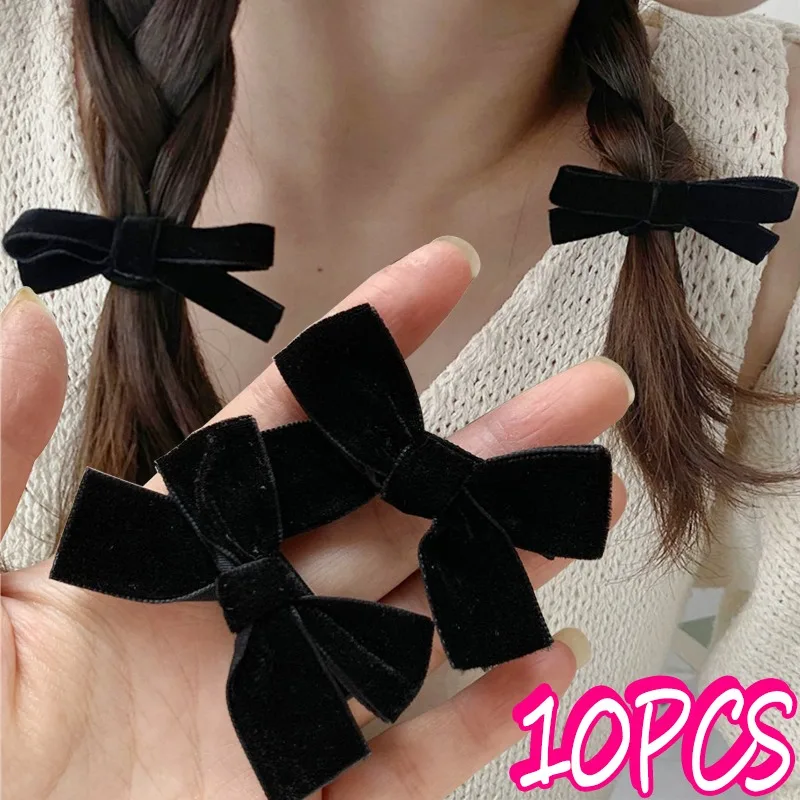 Top Trends: Black Velvet Bowknot Ribbon Hair Clip French Retro Girl Small Hairpin Bobby Pin Girls Bow Barrettes Sweet Headwear Accessories Shoppable Styles