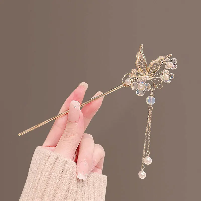 Top Trends: VANIKA Vintage Chinese Style Hair Stick Tassels Pearls Hairpins Elegant Butterfly Flower Hair Pins Clip Summer Accessories Gifts Shoppable Styles