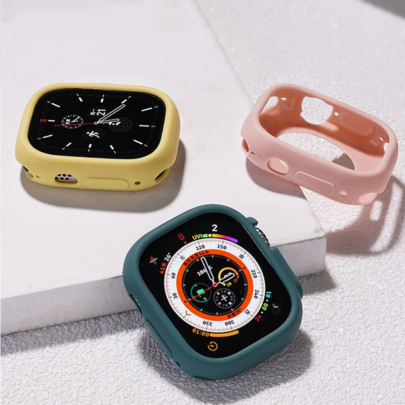 Top Trends: Soft Silicone Cover For Apple Watch Ultra 49mm Case Candy Color Case For Apple Watch Series 8 49mm Bumper Screen Protector Case Shoppable Styles