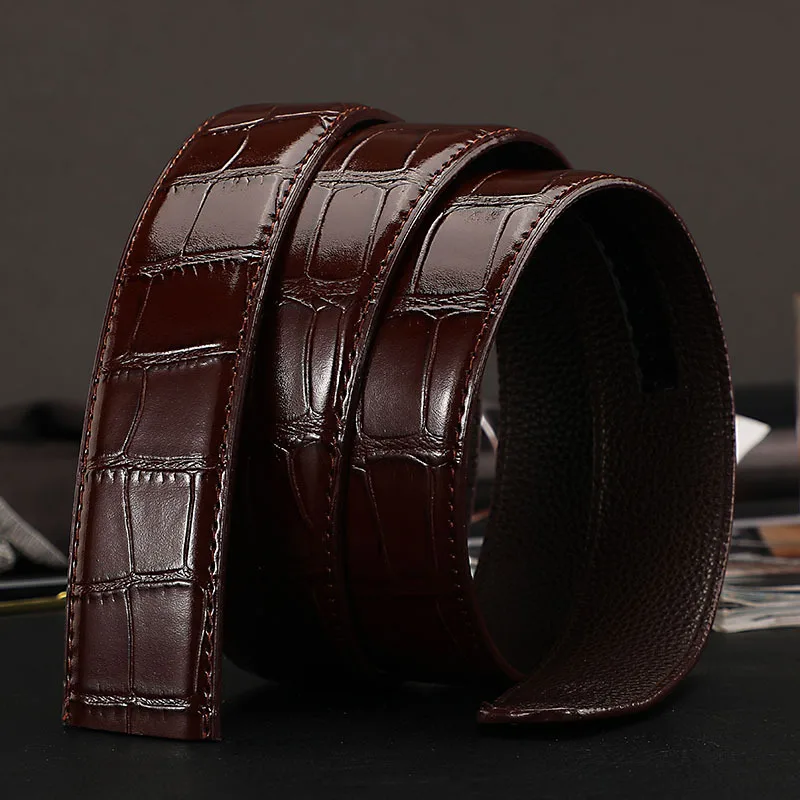 Top Trends: Hongmioo No Buckle 3.5cm Width Cowskin Genuine Leather Belt Men Without Automatic Buckle Strap Male Shoppable Styles