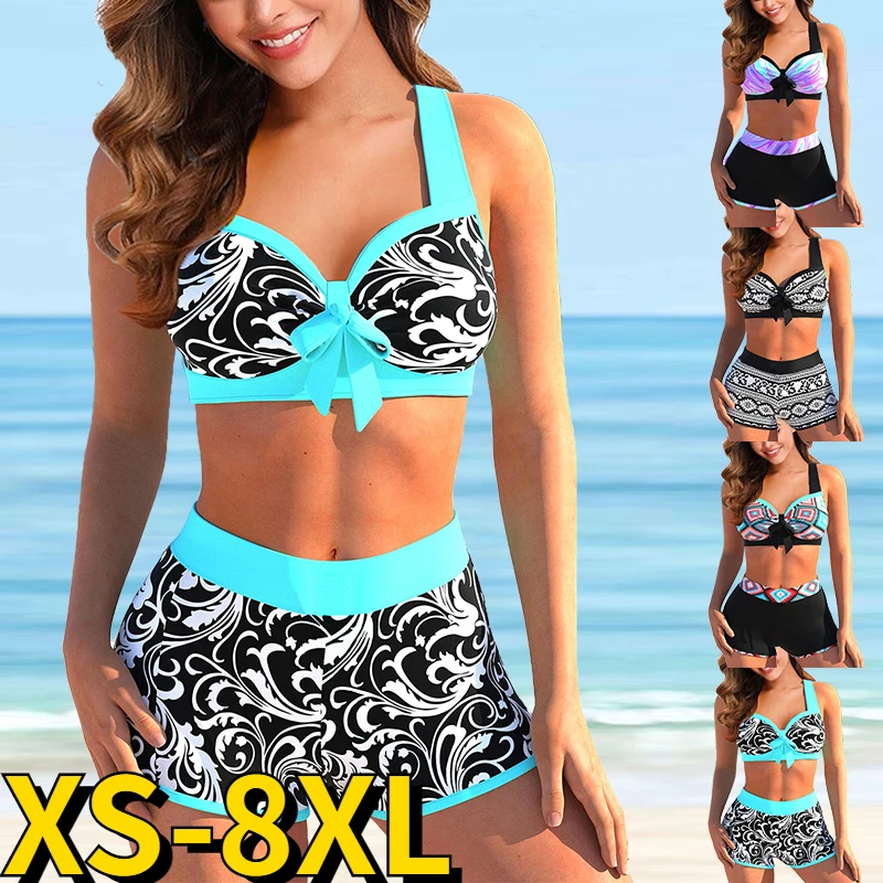 Top Trends: 2023 Women High Waist Bikinis Summer Women Sexy Bikini Two-piece Set Swimsuit Swimwear Set Swimsuit Vintage Print Bathing Suit Shoppable Styles