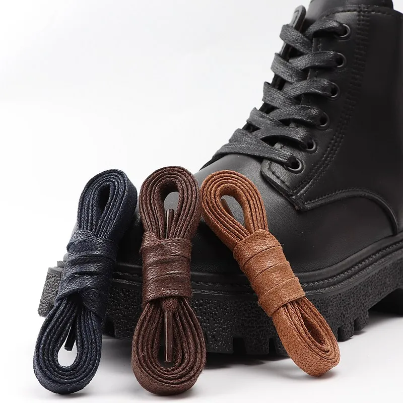 Top Trends: Waterproof Leather Shoelace Cotton Waxed Shoelaces Flat Shoe Laces Oxford Boots Laces For Shoes Widening 0.8cm 70 / 90 / 120 / 150cm Shoppable Styles