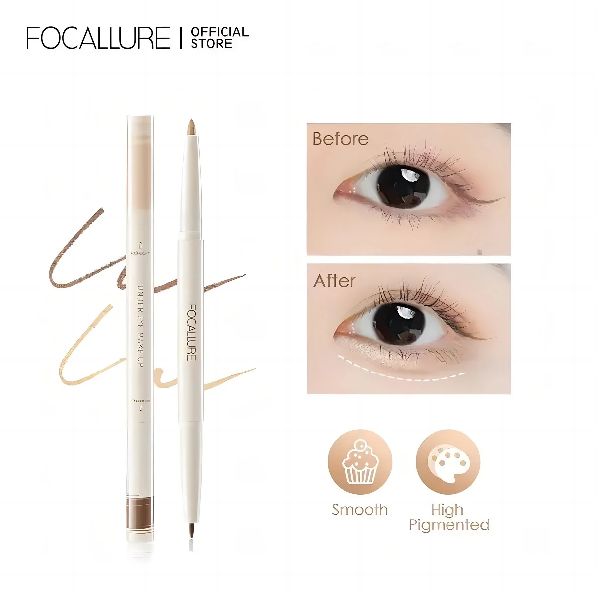 Top Trends: FOCALLURE 2 Shades Silkworm Gel Eyeliner Smooth Soft High Pigmented Muli-use 3D Shaping Eye Liner Pencil Makeup Cosmetics Tools Shoppable Styles