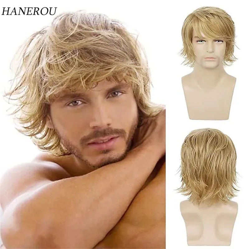 Top Trends: Long Blonde Synthetic Natural Wave Wigs Puffy Hair For Young Men Cosplay Rock Party Fluffy Nightclub Bar Wigs Shoppable Styles