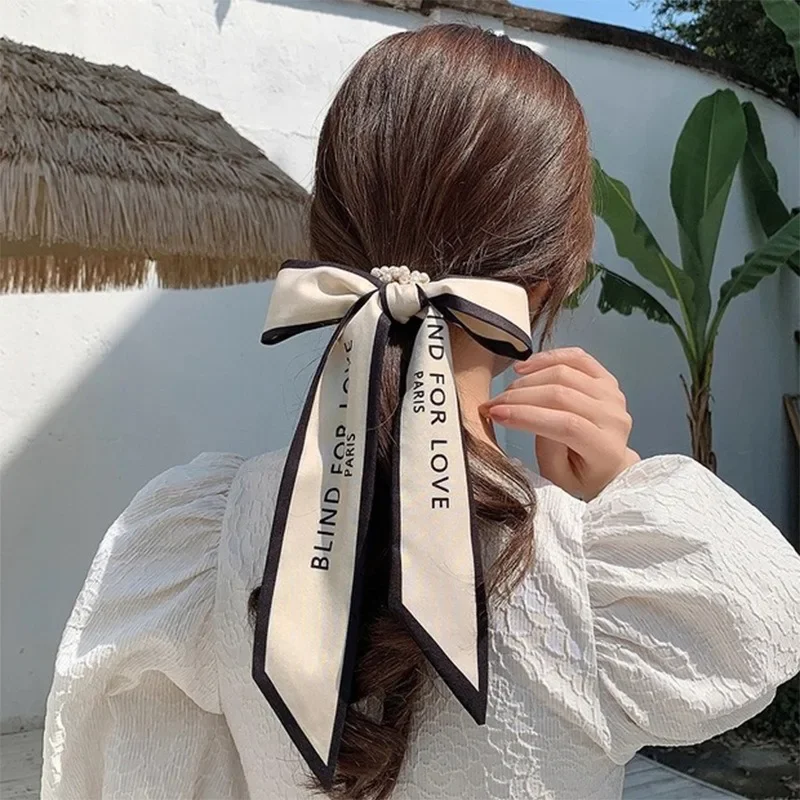 Top Trends: Trendy Pearl Ribbon Scarf Hair Band Female Hair Circle Floating Belt New Summer Thin Head Tie Hair Ribbon Headdress Sticked Rope Shoppable Styles