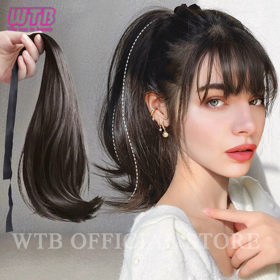 Top Trends: WTB Synthetic Drawstring Straight Ponytail For Women Black Brown Ponytail Extension Wrap Around Clip In Ponytail Hair Extension Shoppable Styles