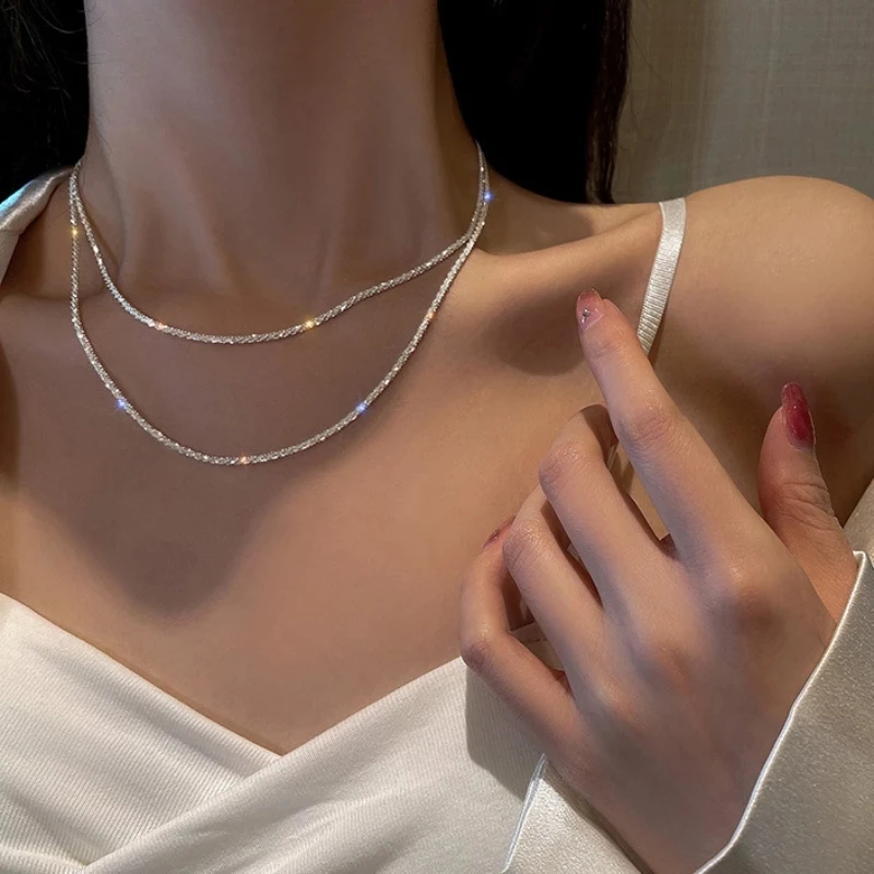 Top Trends: Popular Sparkling Necklace For Women Clavicle Chain Choker Fashion Jewelry Wedding Party Birthday Gift Shoppable Styles