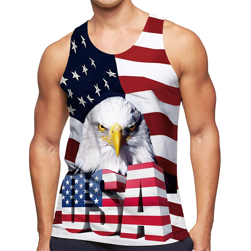 Top Trends: American Eagle Flag Graphic Tank Top Gym Clothing Men 3D Printed Streetwear Basketball Vest Quick Drying Sleeveless T-Shirt Tops Shoppable Styles