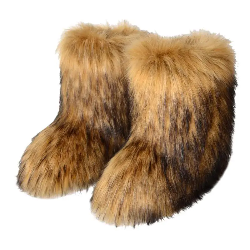 Top Trends: Y2k Women&#039;s Winter Snow Boots Outdoor Luxury Furry Faux Fox Fur New Fashion Boots WomanPlush Warm Platform Shoes Bottes Shoppable Styles