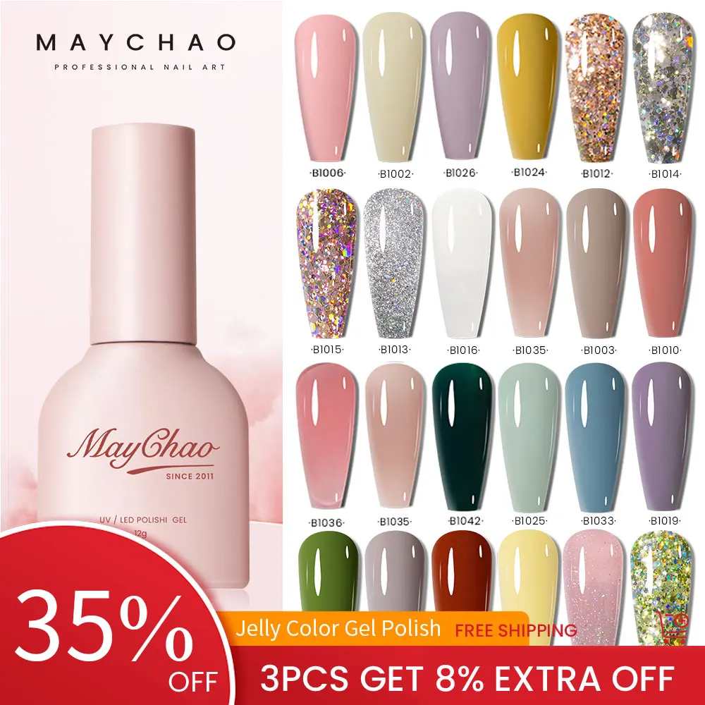 Top Trends: MAYCHAO 12ML Gel Nail Polish Base Top Coat 48Colors Semi-Permanent Born Pretty Manicure Soak Off UV LED Varnishes Nails Art Shoppable Styles