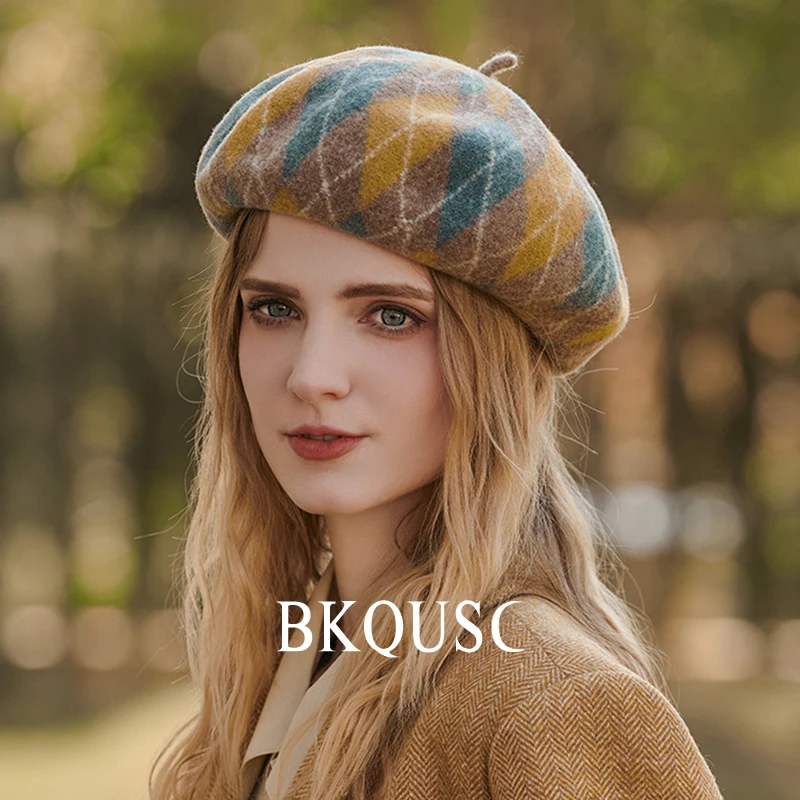 Top Trends: Beret Women Wool Classic Prismatic Check Cashmere Berets French Elegant Pure Wool Vintage Beret Woman Luxury Hats Winter Caps Shoppable Styles