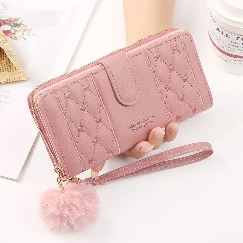 Top Trends: Women Long Wallet Pu Leather Card Holder Large Capacity Hasp Zipper Coin Purse Multi Card Organizer Cell Phone Wristlet Handbag Shoppable Styles