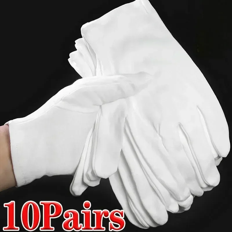 Top Trends: 20PCS Etiquette White Cotton Gloves High Stretch Work Gloves Film SPA Jewelry Mittens Sweat Absorption Household Cleaning Tools Shoppable Styles