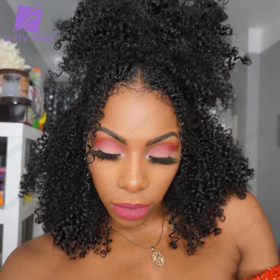 Top Trends: Invisible Afro Kinky Curly V Part Wig Human Hair Glueless Upart Wig No Leave Out New U Part Wig Blend With Your Own Hairline Shoppable Styles