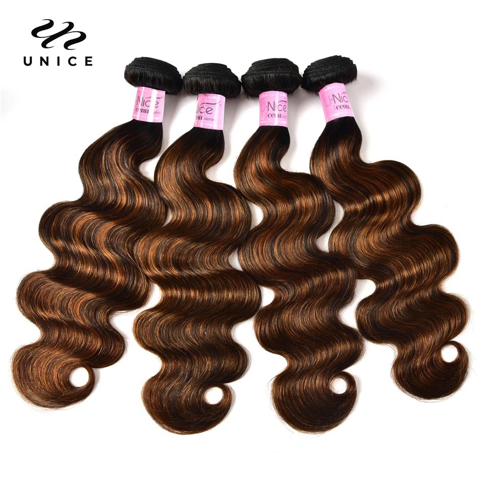 Top Trends: Unice Caramel Highlight Human Hair Straight Bundles 3pcs Brazilian Hair Body Wave Bundles 100% Human Hair Extension 8-30inches Shoppable Styles - Image 5