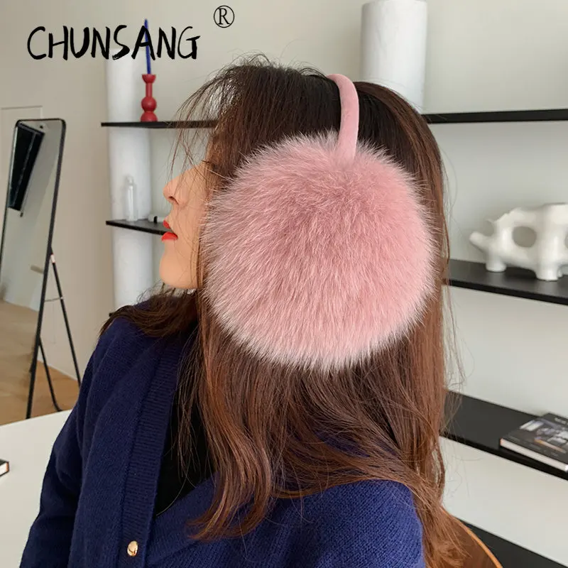 Top Trends: Real Fox Fur Soft Plush Ear Warmer Winter Accessories Warm Ear Muffs Earmuffs For Women Men Fashion Earflap Ears Cover Scalable Shoppable Styles