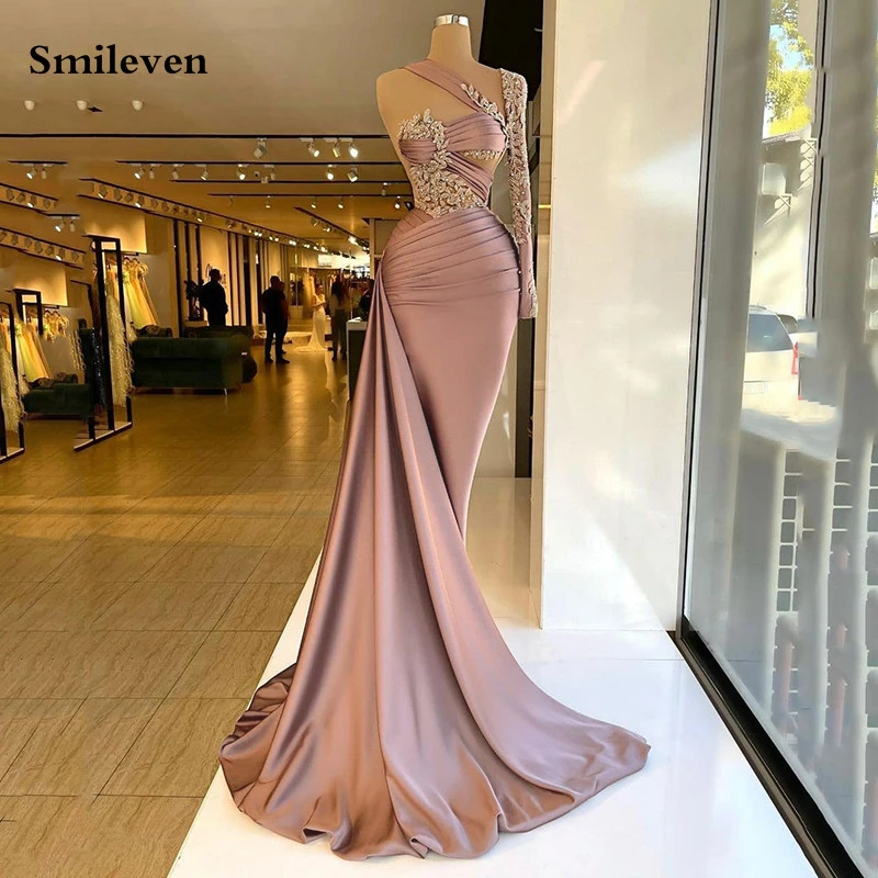 Top Trends: Smileven Luxurious Merrmaid Formal Evening Dress One Shoulder Beaded 3D Lace Prom Dresses New Celebrity Dresses Party Gowns Shoppable Styles