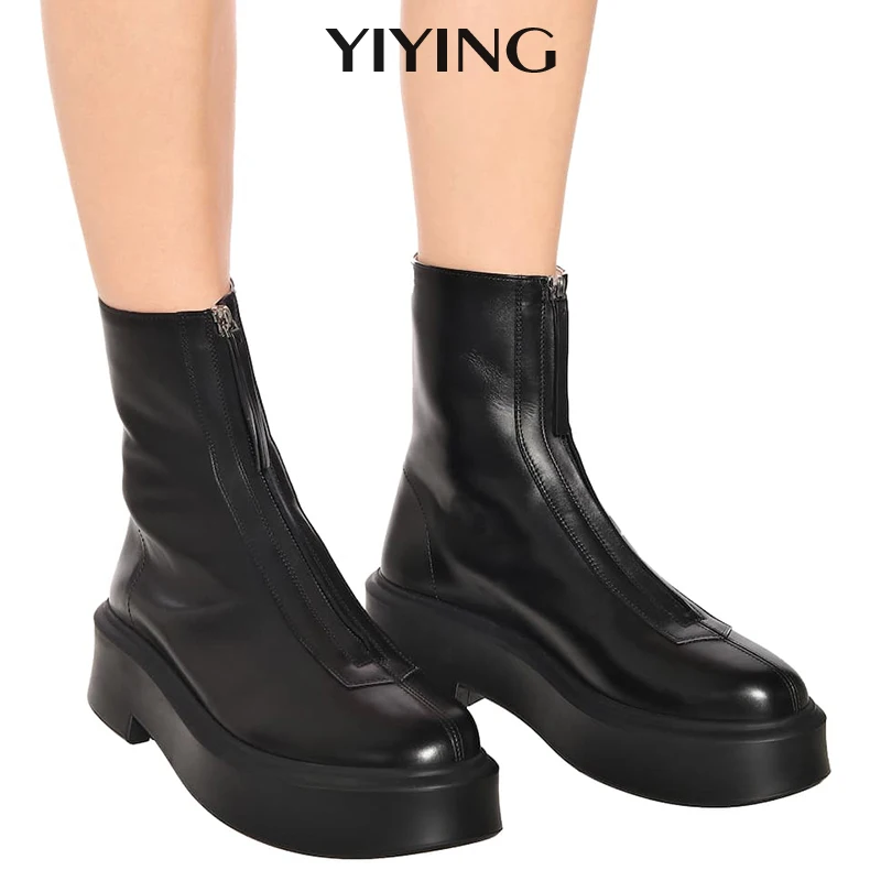 Top Trends: Luxury Brand Designer Front Zipper Ankle Boots For Women 2023 New Chunky Boots Platform Woman Punk Boots Fashion Ladies Shoes Shoppable Styles