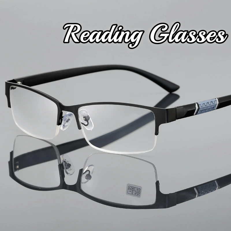 Top Trends: New Anti-blue Light Metal Reading Glasses Business Half Frame Classic Presbyopia Glasses Anti-fatigue Elderly Far Sight Glasses Shoppable Styles