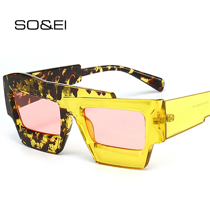 Top Trends: SO&amp;EI Fashion Irregular Square Sunglasses Women Retro Trending Double Color Eyewear Shades UV400 Men Purple Pink Sun Glasses Shoppable Styles