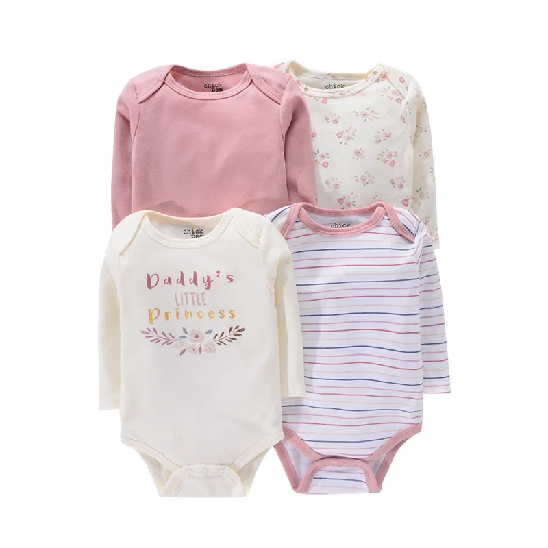 Top Trends: 4 Pieces Unisex Newborn Bodysuits Cotton Long Sleeves Baby Onesies Four Seasons Infant Boy Girl Clothes Shoppable Styles