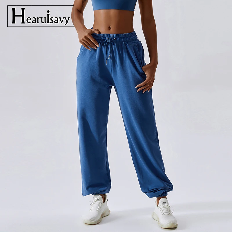 Top Trends: New Pure Cotton Sweatpants Pocket Yoga Pants Outdoor Casual Women Sports Pants Fitness Running Gym Trousers Loose Pantalones Shoppable Styles