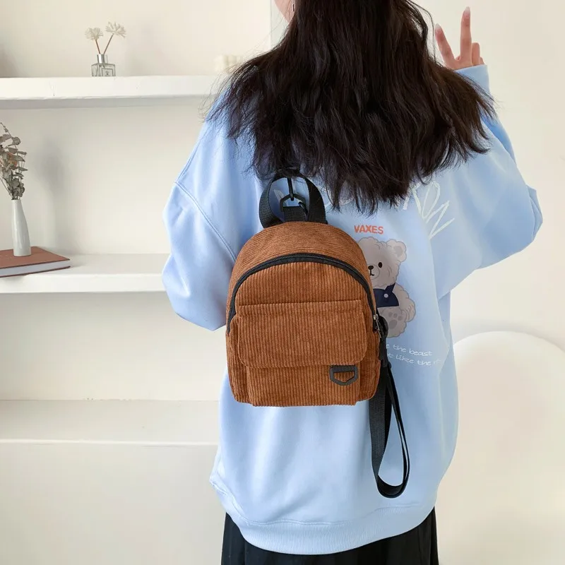 Top Trends: 2023 New Striped Velvet Women's Bag Korean Version Trend Soft Girl Shopping Backpack Simple Solid Color Student Backpack Women Shoppable Styles