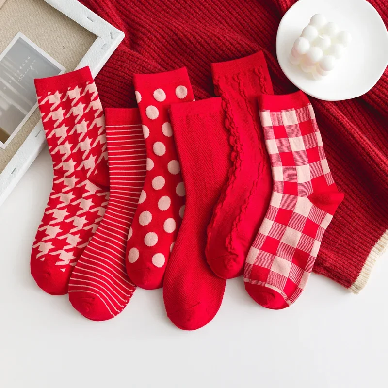 Top Trends: Red Christmas Medium Tube Socks For Men And Women Couples New Year Socks Autumn And Winter Socks Shoppable Styles