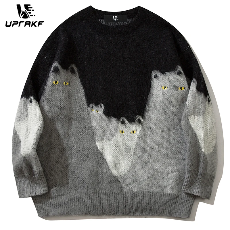 Top Trends: UPRAKF Funny Knitted Cat Embroidery Sweater Autumn Fashion Loose All-Match Pullover Winter Long Sleeve Tops Shoppable Styles - Image 3