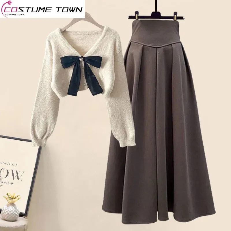 Top Trends: Spring And Autumn Set Women&#039;s 2023 New Korean Edition Waist Reducing Sweater High Waist Half Skirt Two Piece Set Shoppable Styles