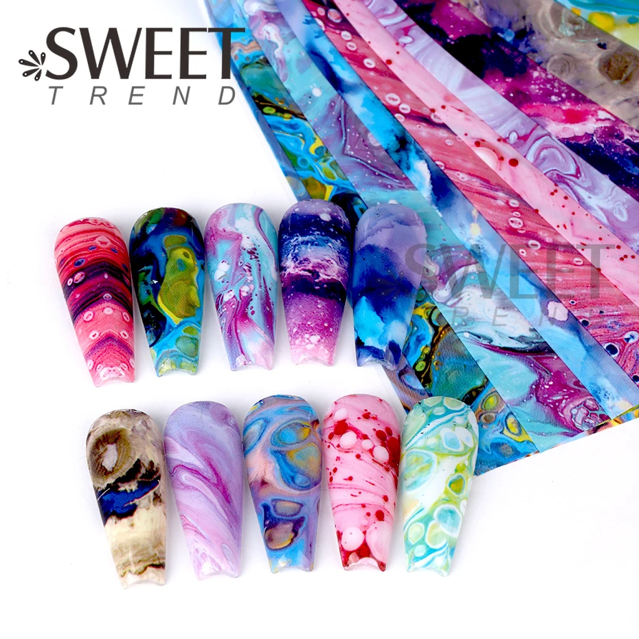 Top Trends: Nail Sticker Marble Series Nail Foils Nail Art Transfer Water Decals Slider DIY Idea Accessories Manicures Decorations 4*100cm Shoppable Styles