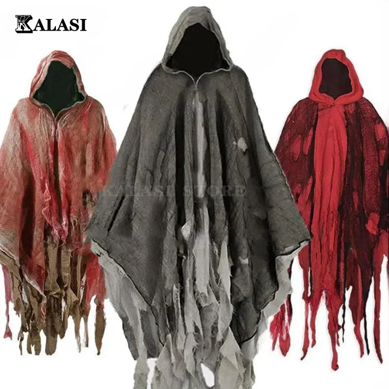 Top Trends: Unisex Halloween Ghost Dementors Cosplay Costume Gothic Horror Zombie Tattered Hooded Capes Day Of The Dead Party Props Cloaks Shoppable Styles