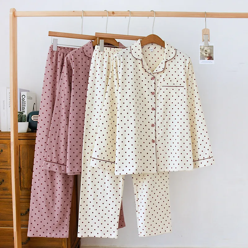 Top Trends: 2024 Spring And Autumn Women's Pajama Set 100% Cotton Plush Dotted Long Sleeve Pants Two Piece Cardigan Home Fur Sleepwear Shoppable Styles