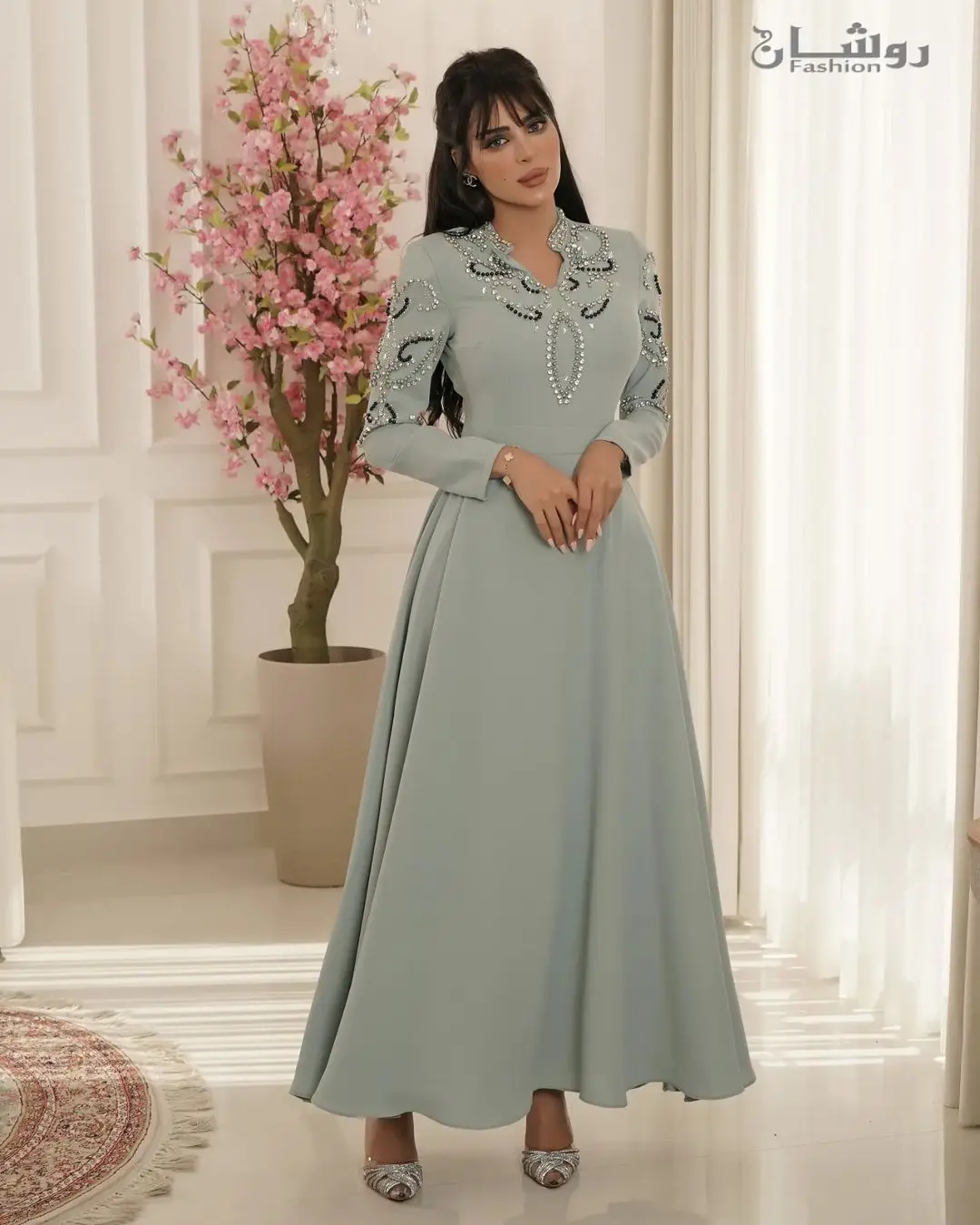 Top Trends: VD Custom Made Beaded Evening Dresses For Saudi Arabia Women Long Sleeves Vestidos De Noche Ankle Length Satin Bride Wear Prom Shoppable Styles