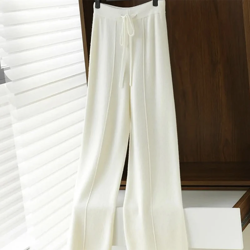 Top Trends: Wool Knitted Wide Leg Pants For Women In Autumn And Winter, With A Draping Feel And Straight Tube Wool Casual Woolen Pants Shoppable Styles - Image 2