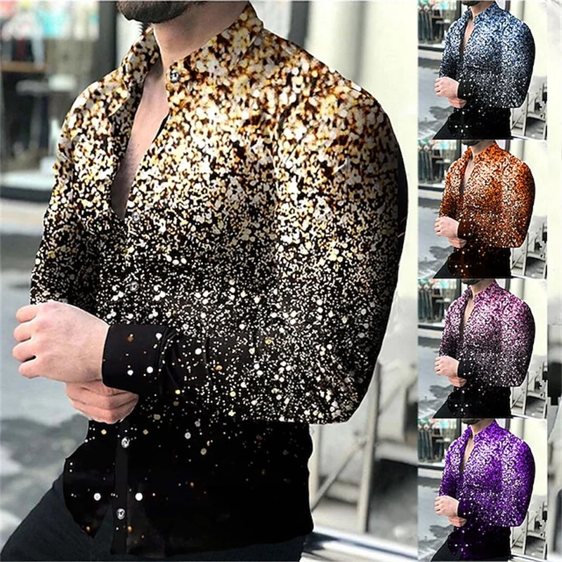 Top Trends: Golden 5-color Shirt Fashion Lapel Long Sleeve Men's Shirt Simple Casual Men's Street Dance Shirt T-shirt New 6XL Party Shirt Shoppable Styles