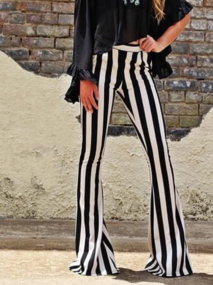 Top Trends: New Yoga Pants Sexy Leggings Black White Striped Printed Casual Wide Leg Trousers Female Streetwear Elastic Elegant Bottom Shoppable Styles