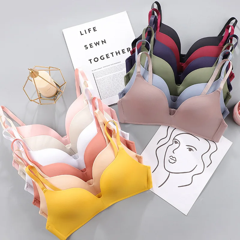 Top Trends: Sexy No Wire Push Up Underwear Women Seamless Bra Girls Students Breathable Thin Bras Female's Bra Breathable Gathered Lingerie Shoppable Styles