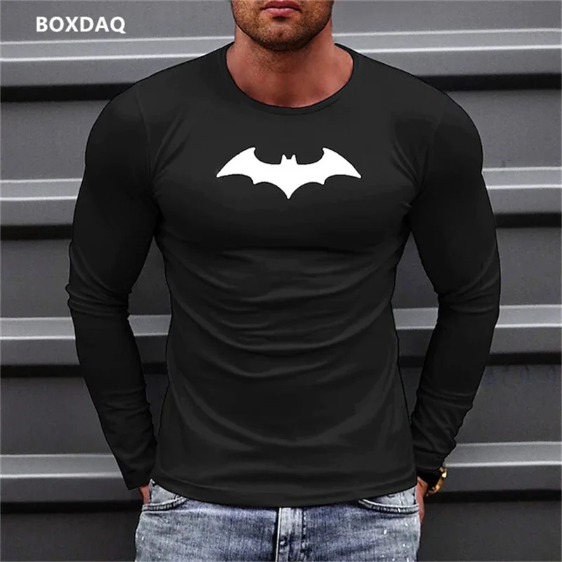 Top Trends: Bat Graphic 3D T-shirts For Men's Long Sleeve Street Style Hip Hop Male Tees 6XL Plus Size Loose Casual Sporty Tops Clothing Shoppable Styles