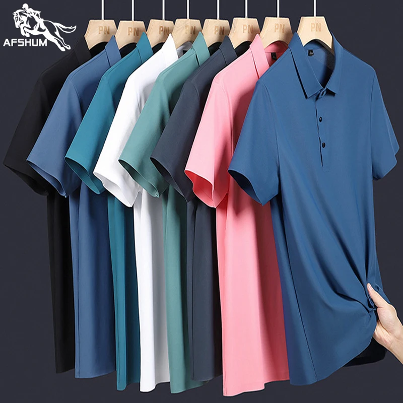 Top Trends: Polo Shirt Men Summer New High Quality Mens Short-sleeved Polo Shirt Ice Silk Men&#039;s Business Casual Polo Shirt Size M-5XL 8888 Shoppable Styles