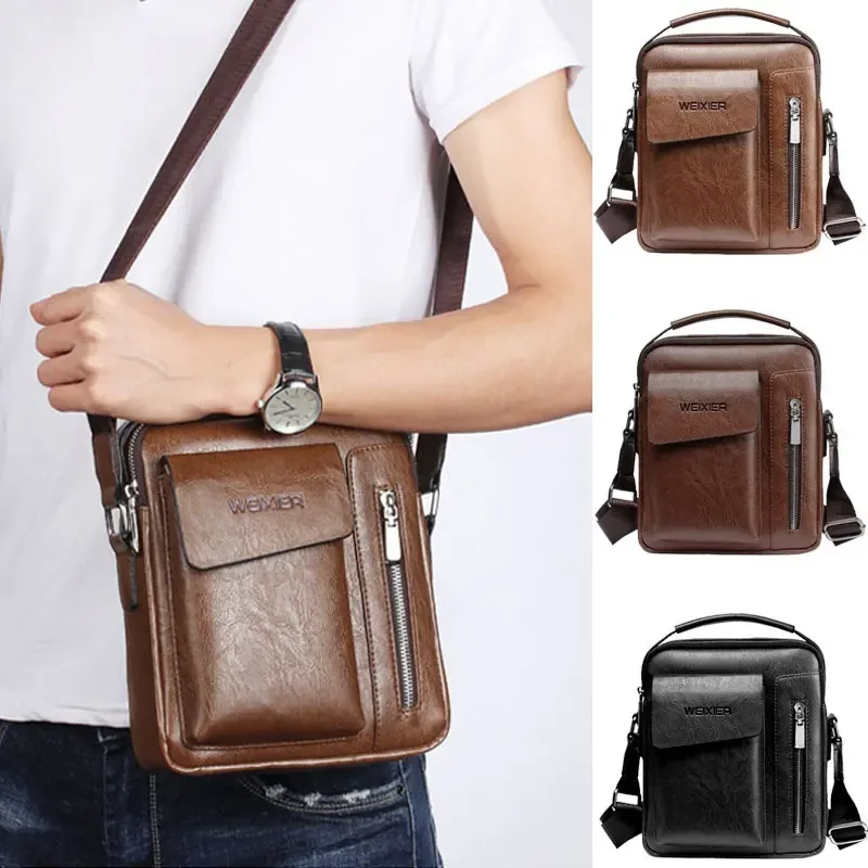 Top Trends: Casual Men Shoulder Bag Vintage Crossbody Bags Male Bag PU Leather Handbag Capacity Men Messenger Bags Tote Bag Shoppable Styles