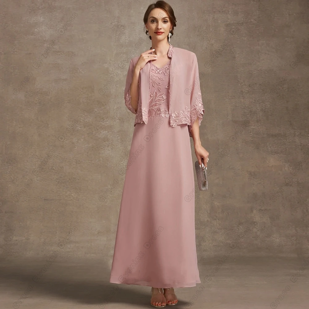 Top Trends: Pink Strapless Mother Of Bride Dresses For Women Chiffon Wedding Party Gown With Lace Three Quarter 2023 Summer Robe De Soirée Shoppable Styles