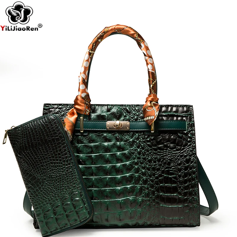 Top Trends: Luxury Crocodile Pattern Handbag Women Fashion Shoulder Bags Designer Famous Brand Leather Crossbody Bag Ladies Large Hand Bags Shoppable Styles