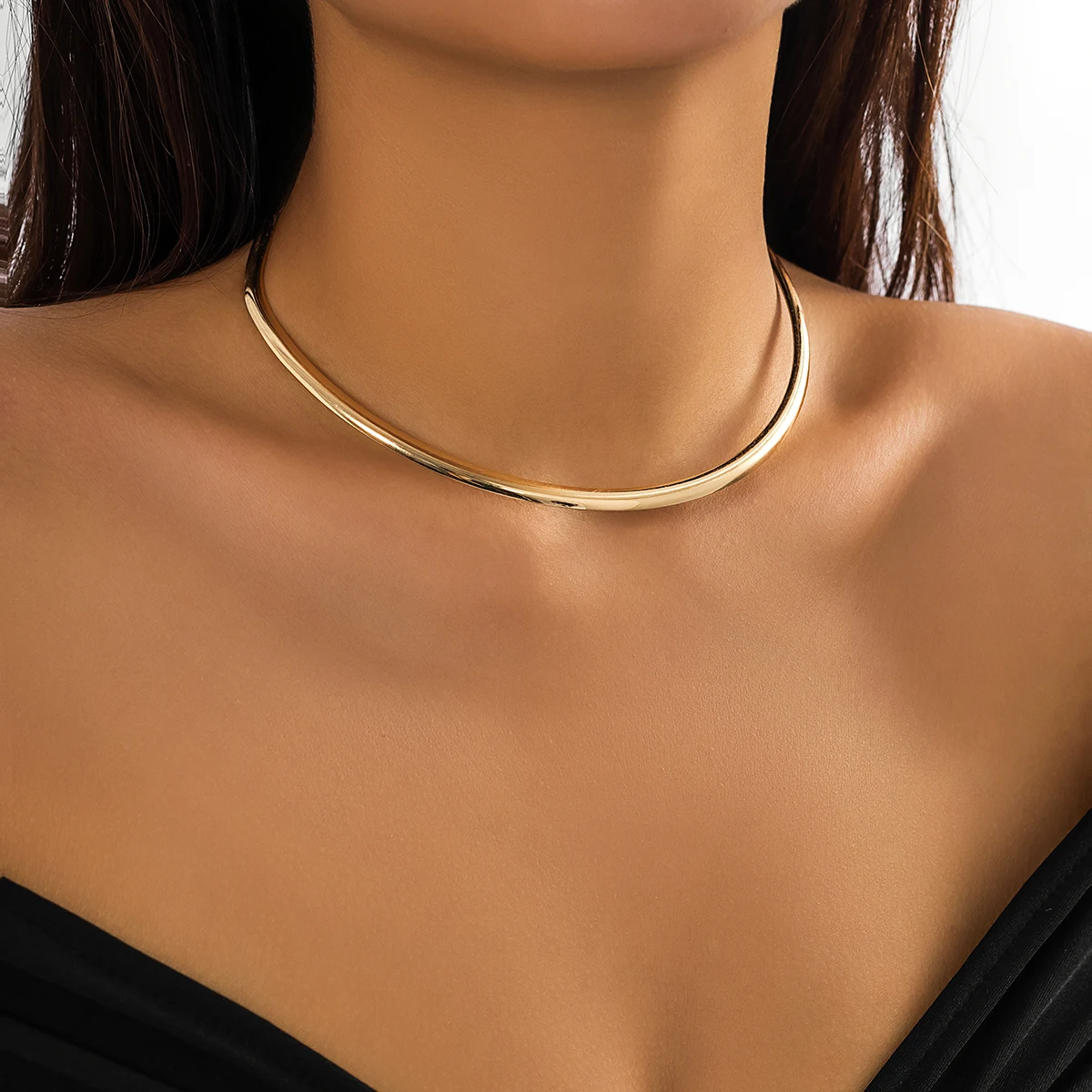 Top Trends: PuRui Simple Women Metal Chain Collar Necklace Gold Color Torques Choker On The Neck Jewelry Wedding Ladies Unique Party Gifts Shoppable Styles